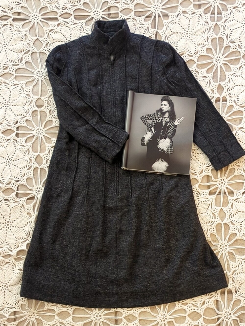Rena Lange High End German Fashion Brand Wool Blend Zip Up Midi Dress